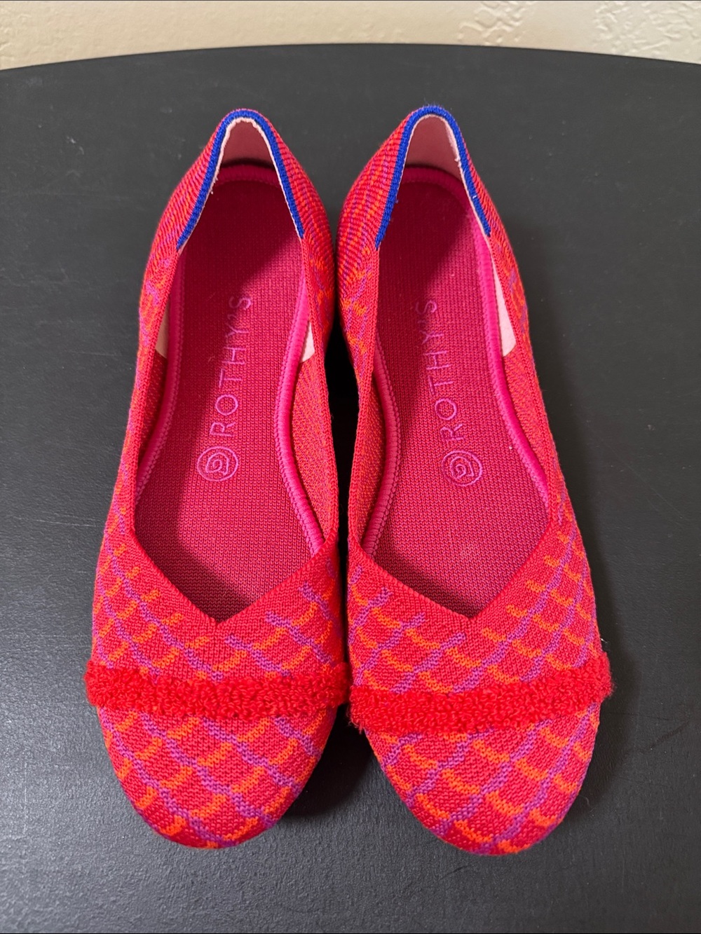 Rothy's Women's Pink-Red Knit Ballet Flats